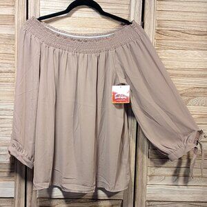 Timing Beige Off-Shoulder Blouse Size Large NWT